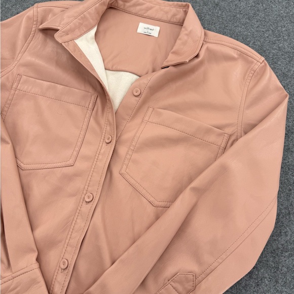 Aritzia Wilfred Free Ganna Shirt Jacket Small Vegan Leather Pink Tan. - Picture 4 of 11